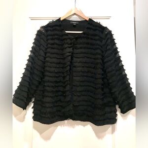 Alfani Black Fringe Textured Cardigan